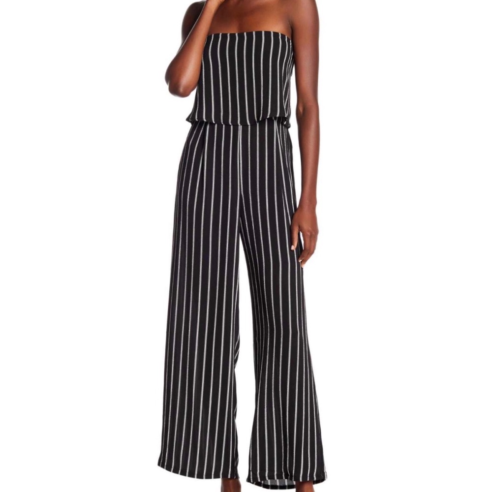 Romeo & Juliet Couture Striped Strapless Jumpsuit